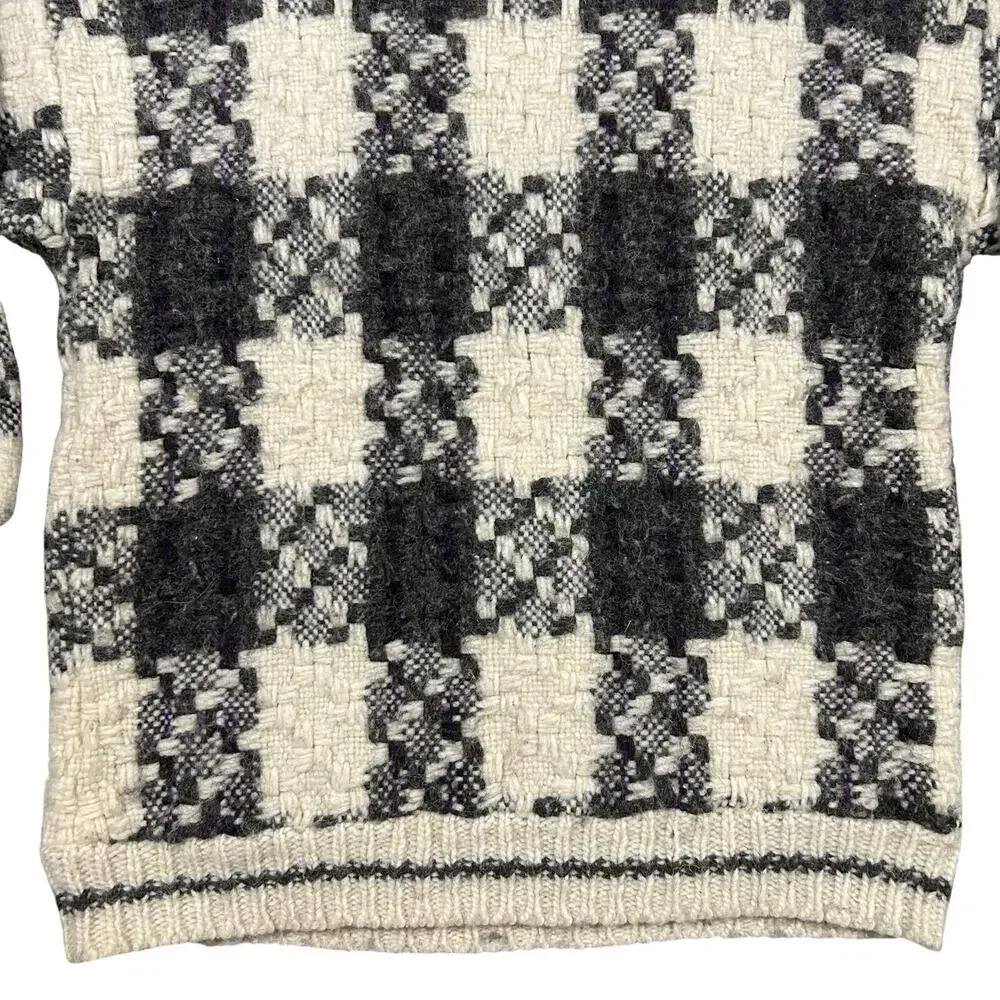Vintage 80s Handmade 100% Wool Sweater Men’s Medium Geometric Chunky Knit